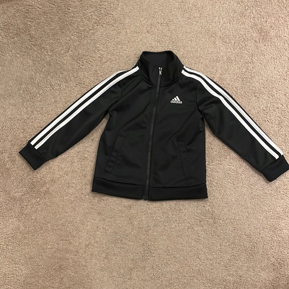 Black & white Adidas track jacket. Size 3T.